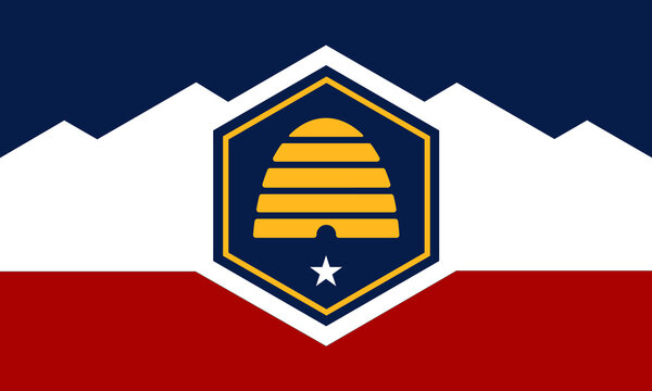 Utah flag, official state symbol, vector illustration