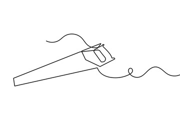 Obraz premium Metal saw continuous one line drawing minimalist style isolated outline vector illustration