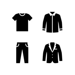 Naklejka premium Men's casual apparel silhouettes including t-shirts, shirts, pants, and jackets.