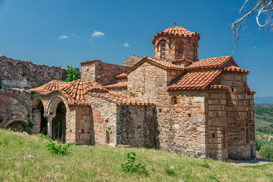 Metropolis and Cathedral of Saint Dimitri in the lower town of the archaeological site of Mistra ( Mystras ), Laconia, Peloponnese, Greece