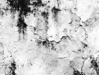 Obraz premium Close-up of weathered white wall with peeling paint and dark mold stains