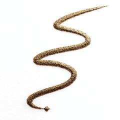 Naklejka premium A serpentine swirl of glittering golden-brown pigment against a stark white backdrop