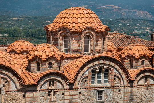Metropolis and Cathedral of Saint Dimitri in the lower town of the archaeological site of Mistra ( Mystras ), Laconia, Peloponnese, Greece