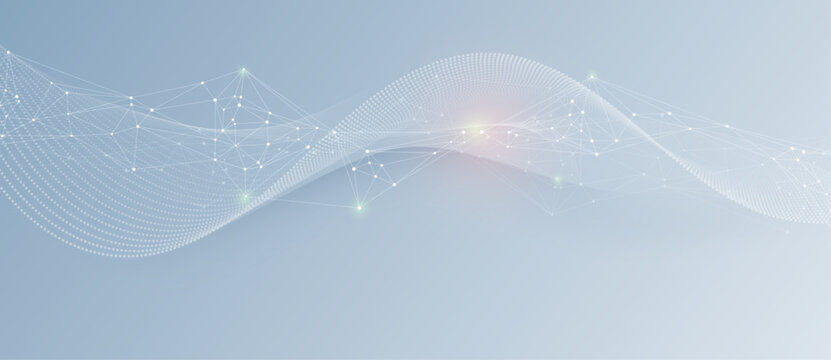 Vector network connection. Abstract mesh, molecular plexus line and cyberspace. Geometric line, dot on white background. Modern digital technology design for data, ai, science, futuristic background