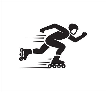 Person rollerblading fast with dynamic motion lines illustration