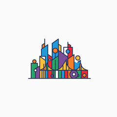 Obraz premium Colorful Abstract Geometric Cityscape Illustration.