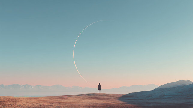 A person against the backdrop of nature, as a symbol of something new