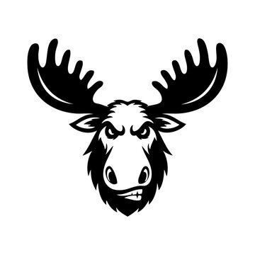 Dibujo sencillo con l&iacute;neas de la cabeza de un alce enojado	