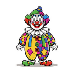 Fototapeta premium A cheerful cartoon clown with a colorful costume and makeup.