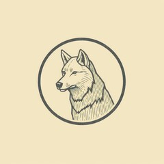 Fototapeta premium Wolf icon drawing mammal animal.