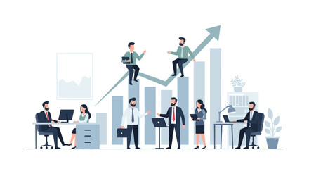 Fototapeta premium Business Professionals Climbing Graph Arrow.
