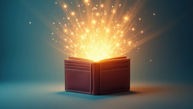 Billetera abierta que simboliza descuentos emocionantes y un entusiasmo de compra desenfrenado
