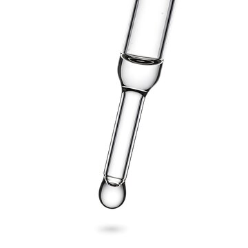 A dropper with a single drop of liquid