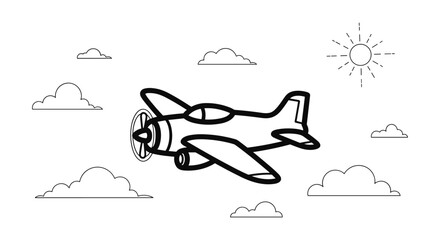 Propeller Plane Flying Through Clouds