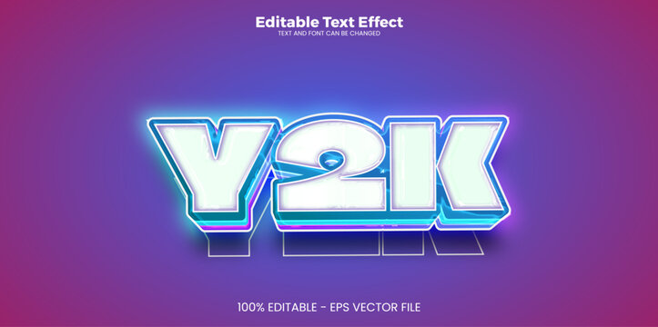 y2k new editable text effect in new modern trend style