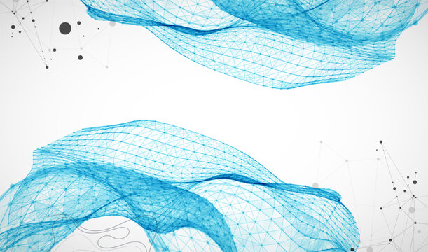 The abstract wave is made in a frame style. Template for science and technology presentation.