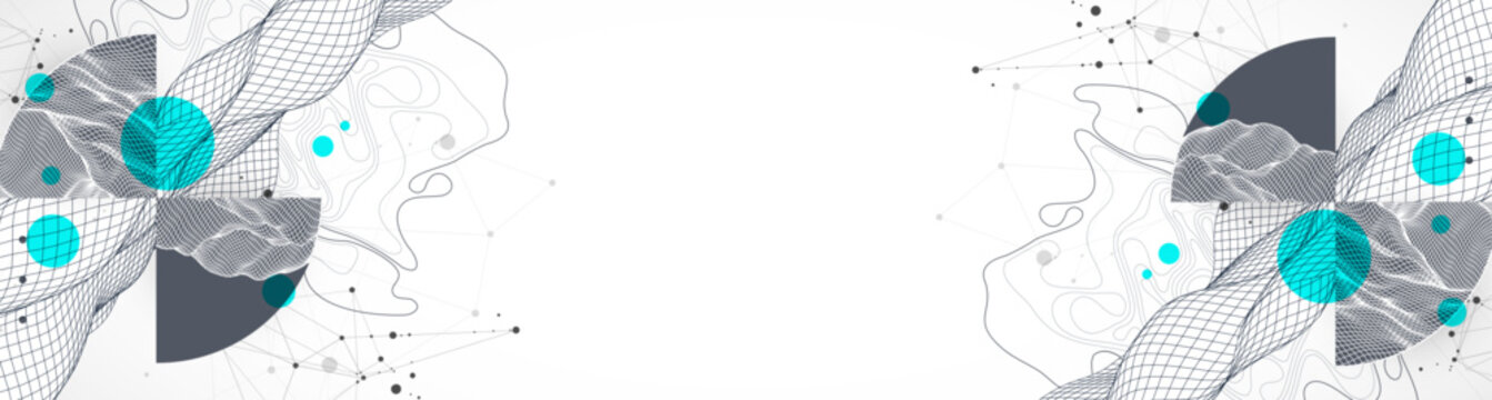 Abstract wireframe background. Modern science or technology art elements. Surface illustration.