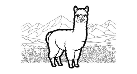 Fototapeta premium Cute Alpaca in a Field