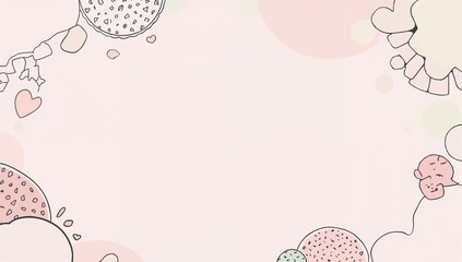 Playful Pastel Background with Cute Doodles and Whimsical Elements