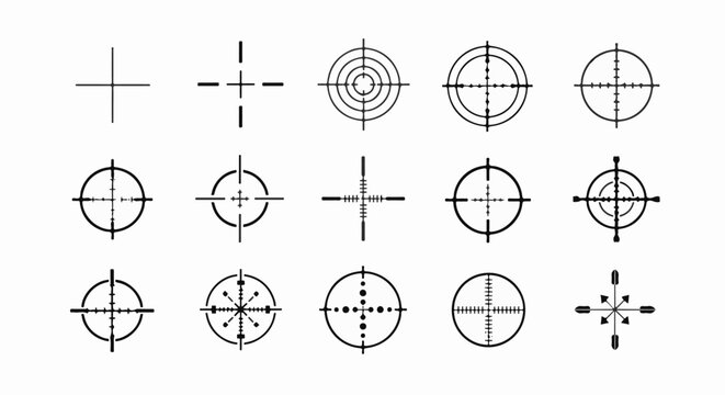 Collection of various crosshair and reticle targeting icons