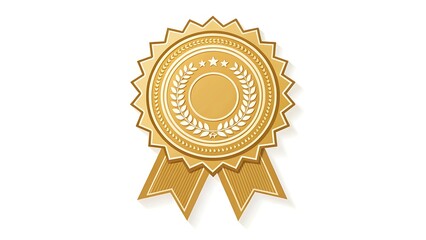  Minimalist Gold Award Seal with Laurel Wreath and Ribbon