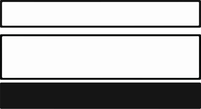 Abstract composition with two white rectangles separated by a thin line over a black rectangle