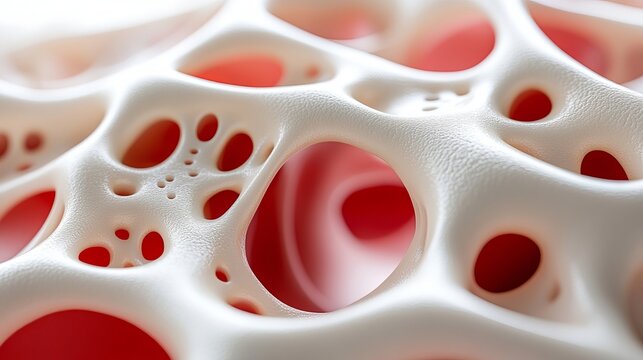 Close-Up of Porous Bone Trabecular Structure Showcasing Intricate Medical Tissue Texture Patterns