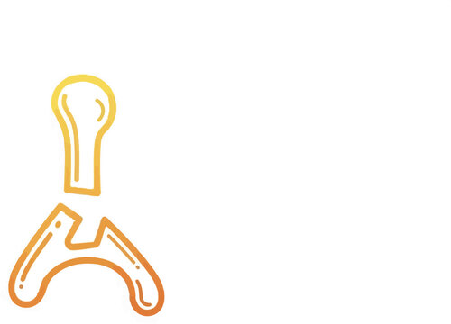 Hand-drawn outline of a broken wishbone, with gradient fill