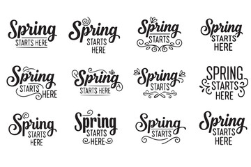 Obraz premium Spring Starts Here Lettering Bundle - Hand-Drawn Floral Typography