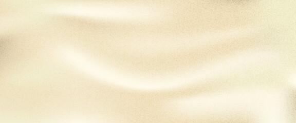 Fototapeta premium Grain beige wave gradient background with calm folded fabric and creamy texture. Grainy ivory nacre or pearl for luxury elegant banner. Vector blank illustration.