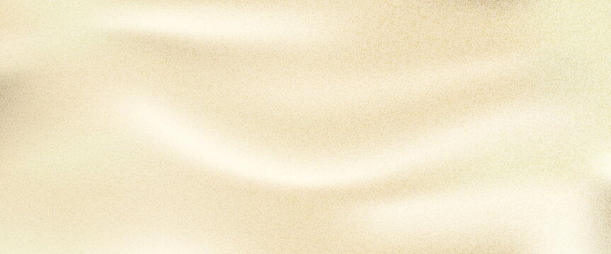 Grain beige wave gradient background with calm folded fabric and creamy texture. Grainy ivory nacre or pearl for luxury elegant banner. Vector blank illustration.