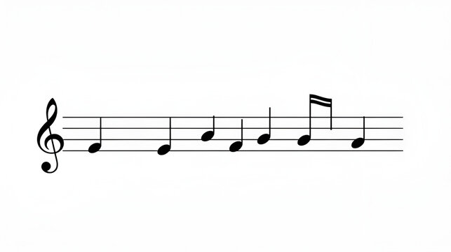 Musical notes and clef symbols with staff isolated on transparent background. Vector EPS 10