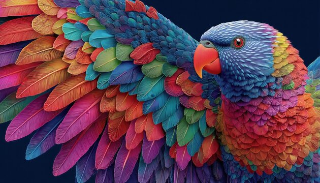 Un retrato vibrante de un loro con plumas de colores intensos.