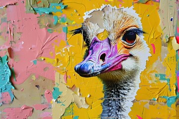 Fototapeta premium Ostrich art painting ostrich.