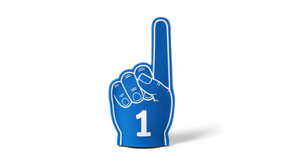Fototapeta premium A blue foam hand with the number 1 representing number one