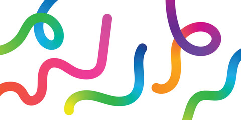 Fototapeta premium Vibrant multicolored squiggles on white background