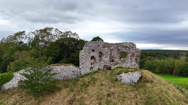 4K Drone Shot of Skibo Castle Estate, Luxury Scottish Heritage Landmark and Historic Architecture in the Highlands.