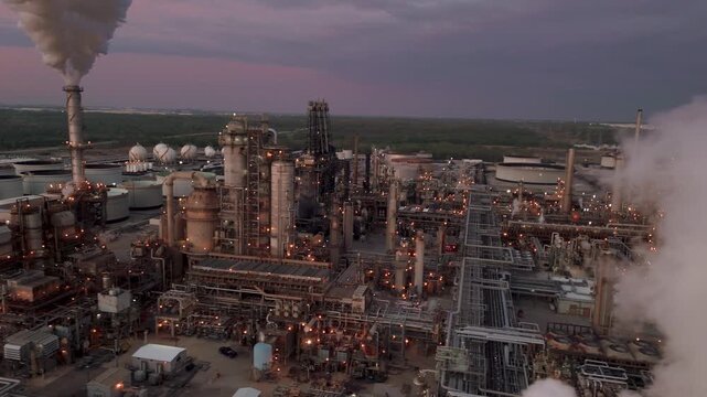 Global Oil Supply Infrastructure Oil Refinery Industrial Complex Aerial Iran War