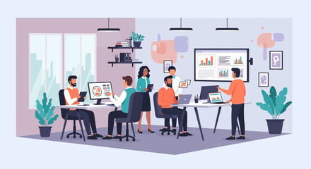 People working in office together.