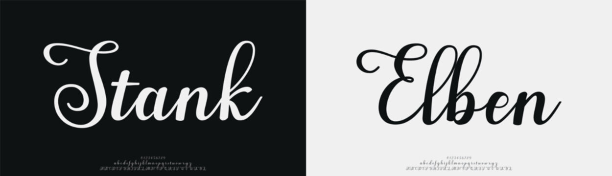 Stank Elben, Script elegant alphabet beauty logo font. Classic beautiful Modern luxury Serif Letter Minimal Fashion. Typography decoration logotype fonts, wedding, logos. vector illustration
