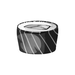 Sushi roll with rice and filling, minimalist monochrome halftone illustration of Japanese © Ксения Раневская