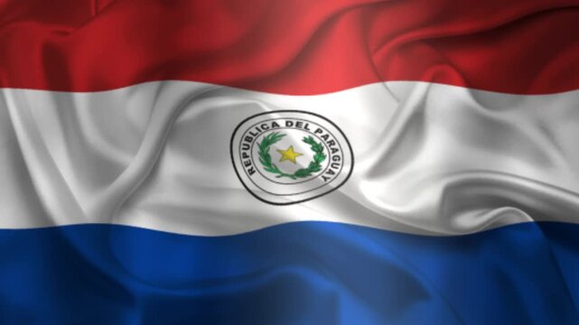Flag of Paraguay, Paraguay 3D Animation flag waving in the wind. 4K Paraguay Flag Animation waving with fabric texture.
