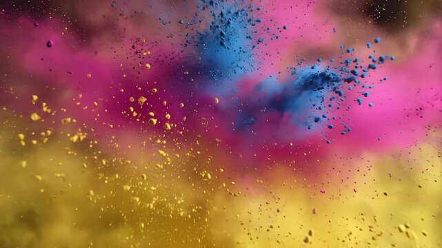 Explosi&oacute;n de polvo de colores sobre fondo negro