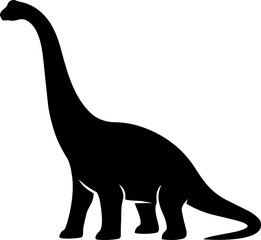 Long neck dinosaur silhouette vector illustration isolated on white background  © jieun