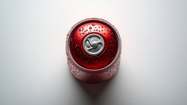 Water droplets on a red drink can highlight the issue of plastic pollution &mdash; a pressing backdrop for environmental campaigns and social initiatives.