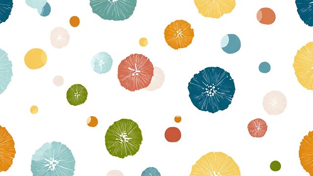 Colorful Abstract Circular Motifs in Wagara Style with Marumon Influence