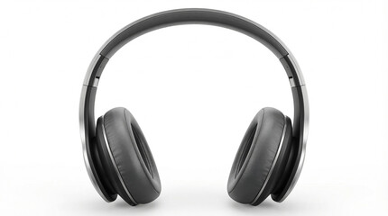 A pair of sleek black headphones on a white background, perfect for music and audio needs