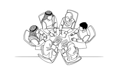Fototapeta premium A group of diverse people in a meeting with papers and documents