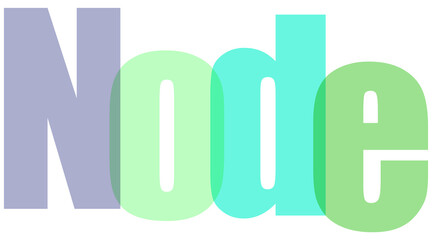 Node word text overlay with overlapping pastel colors and black background graphic design concept