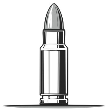 Sharp Silver Bullet Illustration with Metallic Sheen Standing Upright